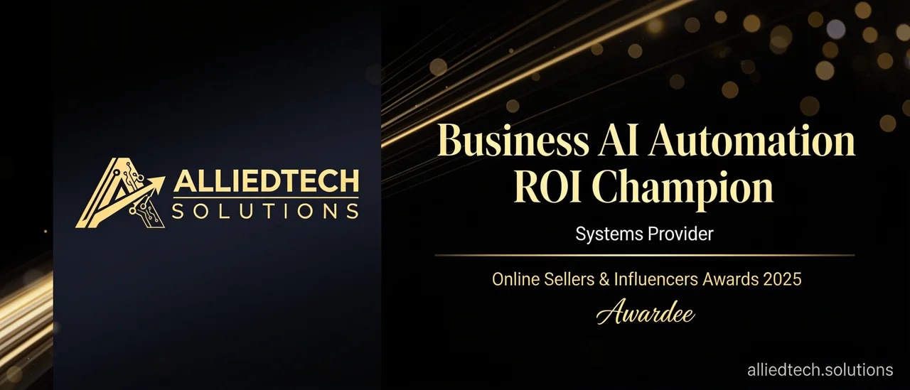 AlliedTech Solutions named Business AI Automation ROI Champion, Systems Provider, at the Online Sellers and Influencers Awards 2025