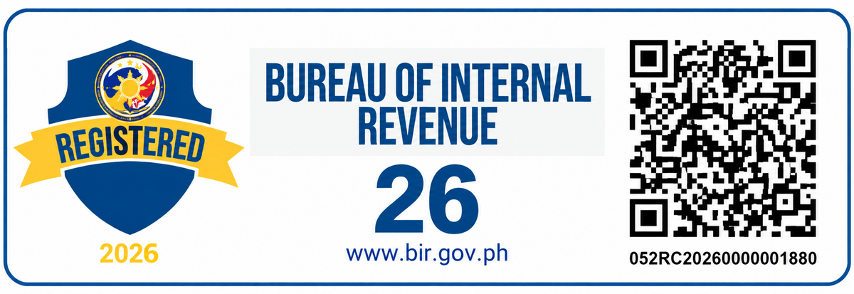 Bureau of Internal Revenue — Registered 2026. Registration no. 052RC20260000001880