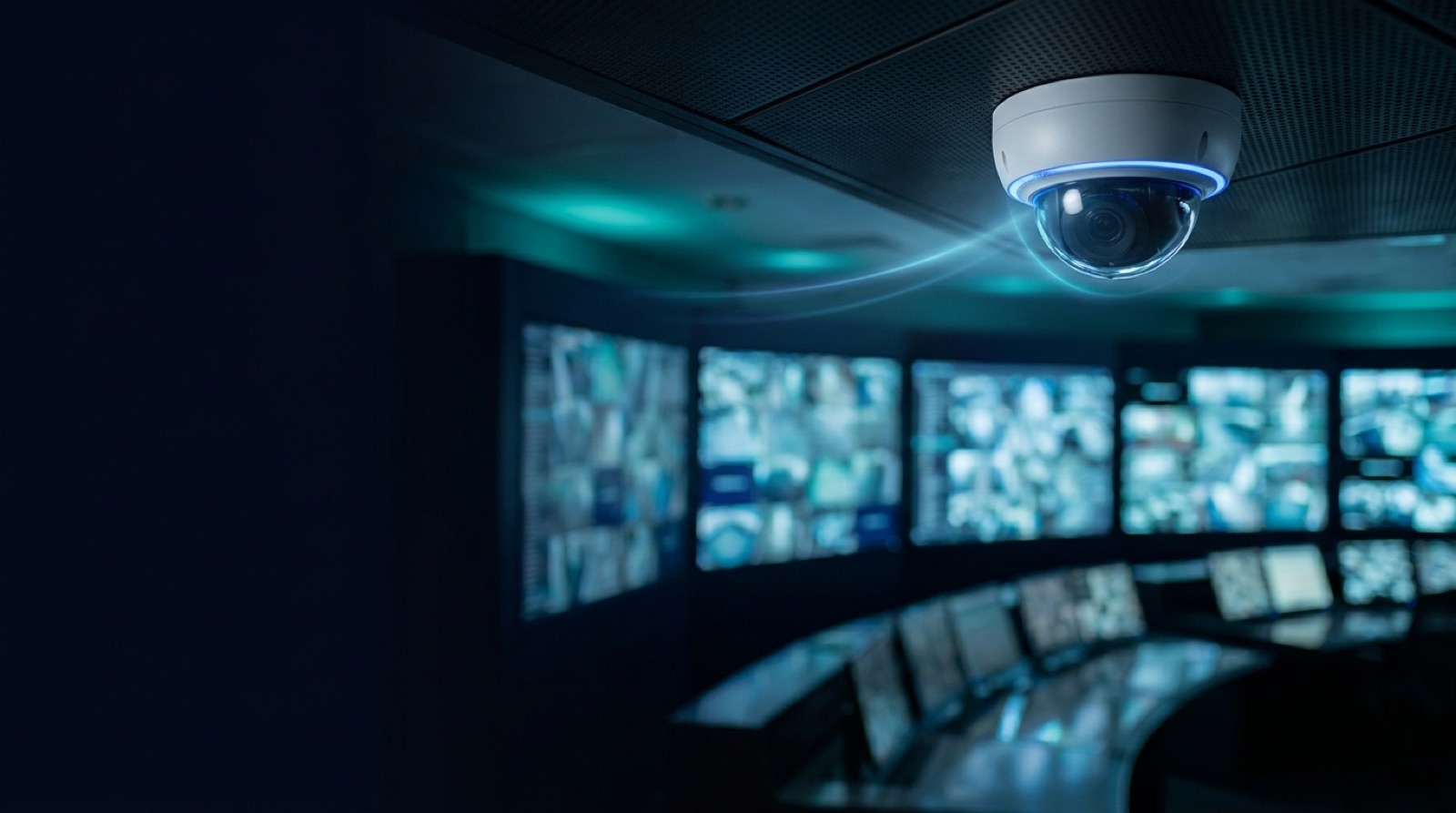 IP security camera covering a building entrance
